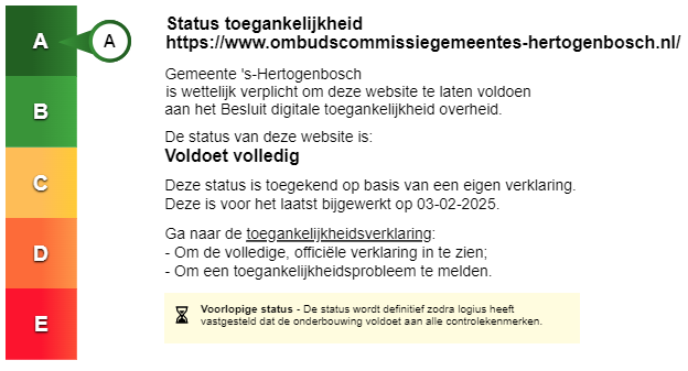 Status A Toegankelijkheid Ombudscommissie s-Hertogenbosch